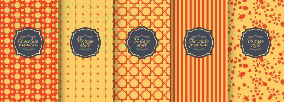 Set of red vintage seamless backgrounds for luxury packaging design. vector