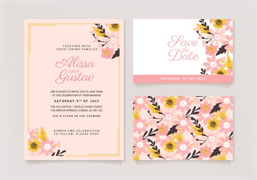 Vector Floral Wedding Invitation