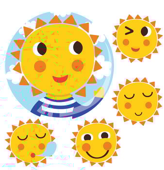 Cute Sun Clipart Vector Pack