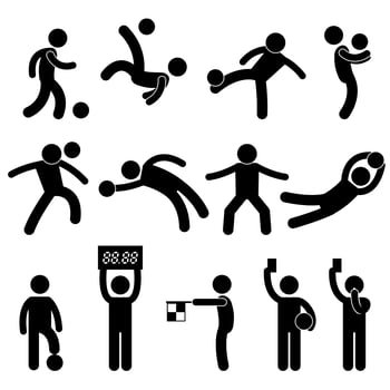 Football Soccer Goalkeeper Referee Linesman Icon Symbol Sign Pictogram. vector