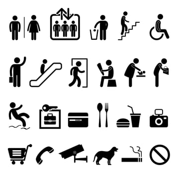 Public Sign Shopping Center Building Icon Symbol. vector