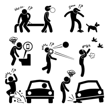 Unlucky Man Bad Luck People Karma Stick Figure Pictogram Icon. vector