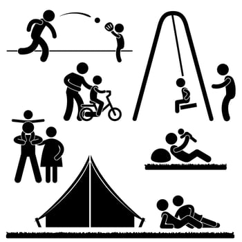 Father Dad Daddy Son Family Parent Parenthood Fatherhood Icon Symbol Sign Pictogram. vector