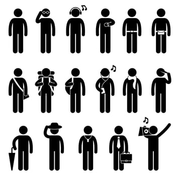 Man Male Fashion Wear Body Accessories Icon Symbol Sign Pictogram. vector