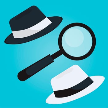 Black and white hat SEO banner vector