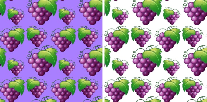 Seamless background with fresh grapes vector