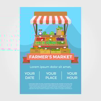 Flat Farmer's Market Flyer Vector Template