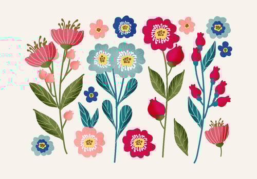 Vector Hand Drawn Floral Set