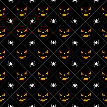 Halloween seamless pattern illustration with pumpkins scary faces and spiders  vector