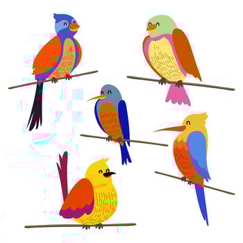 Perch Bird Clipart Set vector