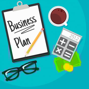 Workspace with documents, glasses,  money vector
