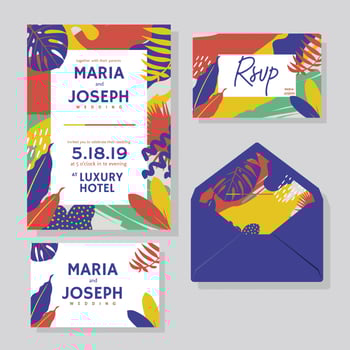 Wedding Invitation  Template Vector  Set