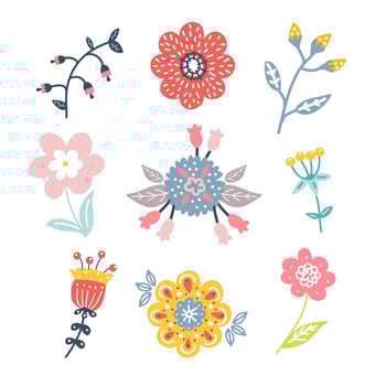  Hand Drawn Flower Clipart Pack vector