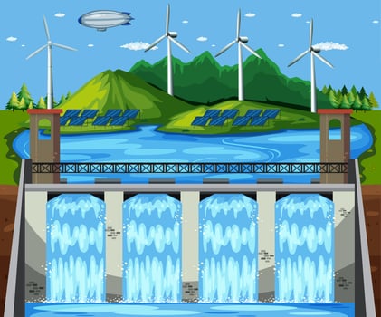 Natural Green Power Plant Scene vector