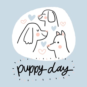 Cute Dogs With Hearts And Lettering vector