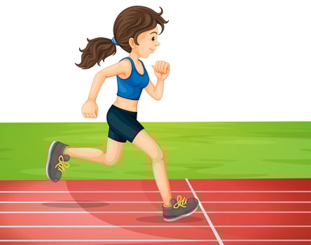 A Young Girl Training for Marathon vector