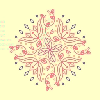 Flat Indian Flower Kolam Pattern Vector Illustration