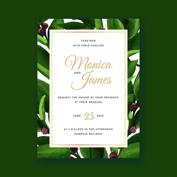 Floral Water Color Wedding Invitation Card vector