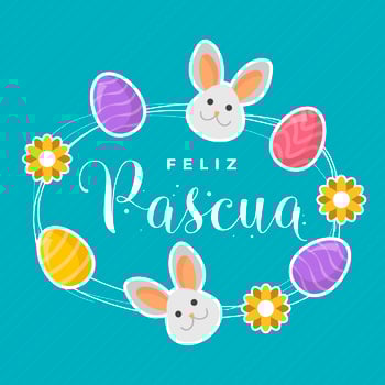 Flat Feliz Pascua Lettering Typography Vector Background
