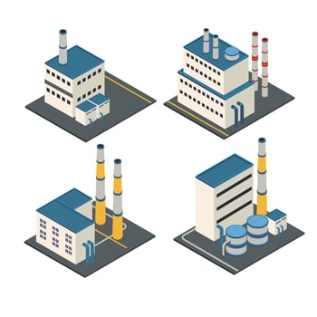 Isometric buildings Industrial Facilities vector