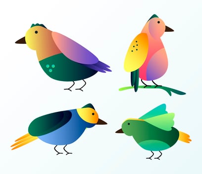 Gradient Birds Clip Art  Vector