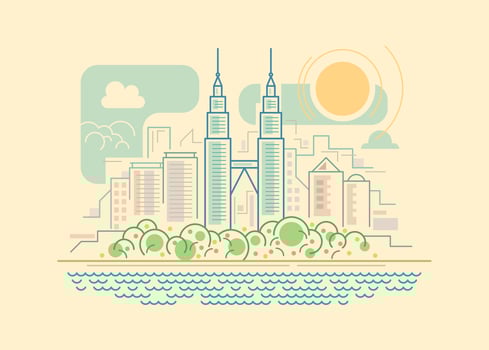 Kuala Lumpur panorama vector