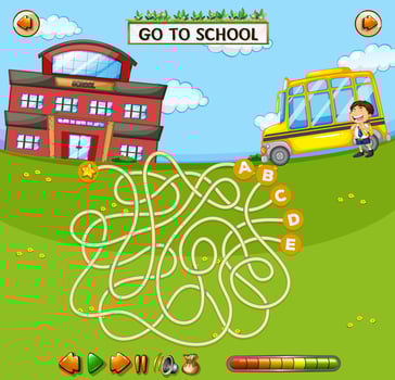 School maze game template vector