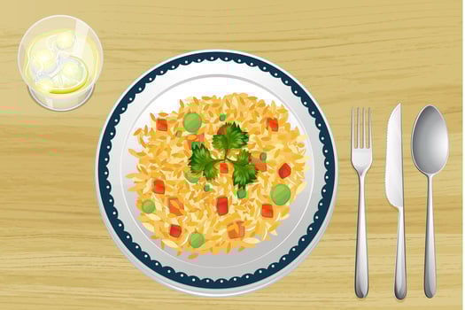 A rice in a dish vector