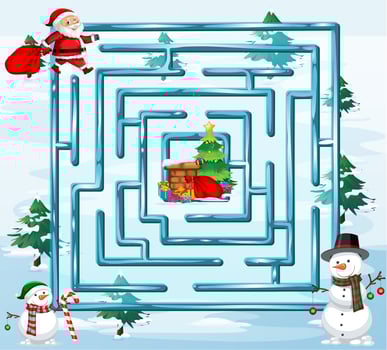 Christmas maze game template vector