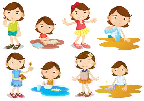 A young girl's daily activities vector