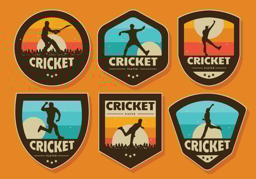 Cricket Player Badge Vector Pack