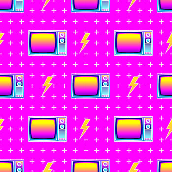 Retro Seamless Pattern Old TV vector
