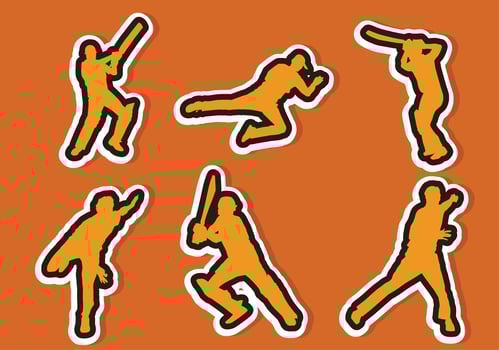 Cricket Player Sticker Vector Pack