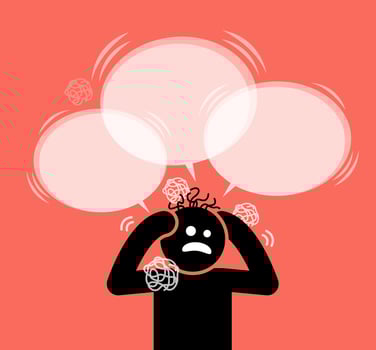 Man scratching his head and hair. vector
