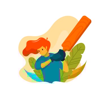 Flat Modern Cricket Player With Bat Illustration vector