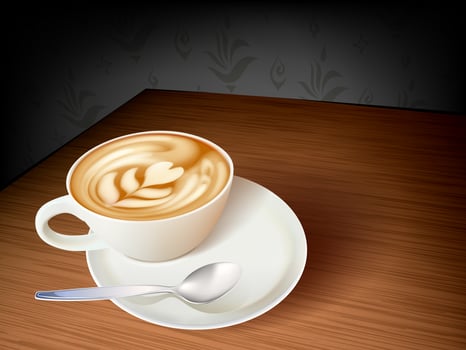 Cup coffee and seed on white background vector
