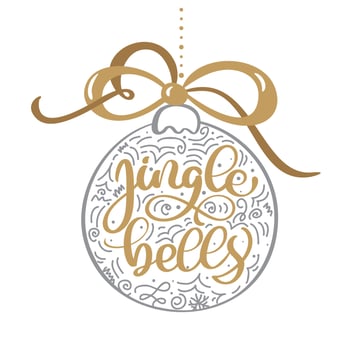 Jingle bells gold vintage calligraphy lettering vector text. For art template design list page, mockup brochure style, banner idea cover, booklet print flyer, poster