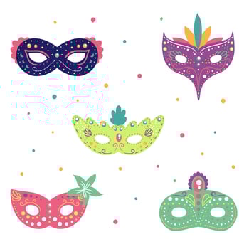 Cute Ornament Carnival Mask Set Collection vector