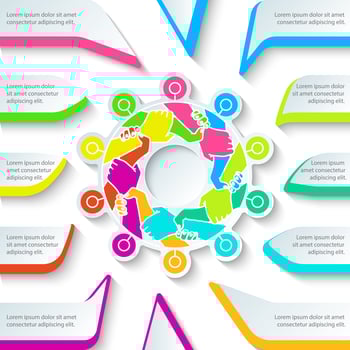 Hand harmony holding in circle shape, business infographic. vector