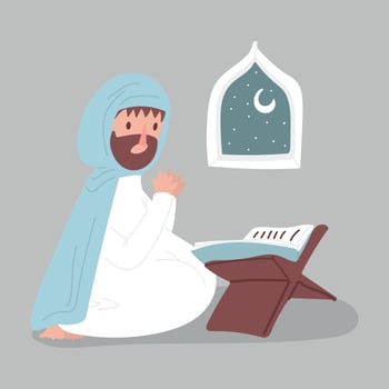 Man Praying With a Quran vector
