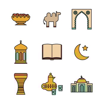 Muslim Outlined Icons vector