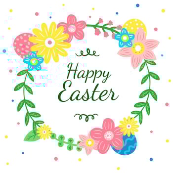 Cute Floral Crown With Eggs To Easter Season vector
