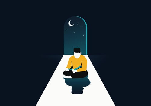 Muslim reading Al Quran vector