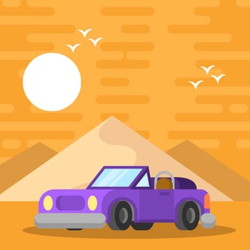 Flat Retro Car Vector Illustration