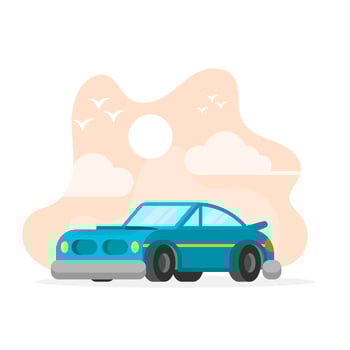 Flat Retro Car Vector Illustration