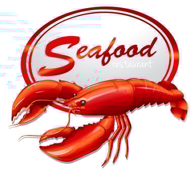 Fresh seafood with lobster vector