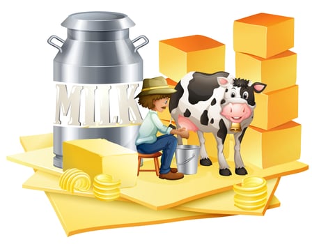 Dairy farmer with cheese vector