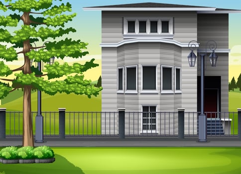 Modern house by the park vector