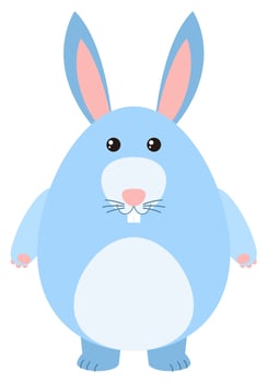 Blue bunny on white background vector
