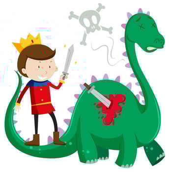 Prince killing green dragon vector